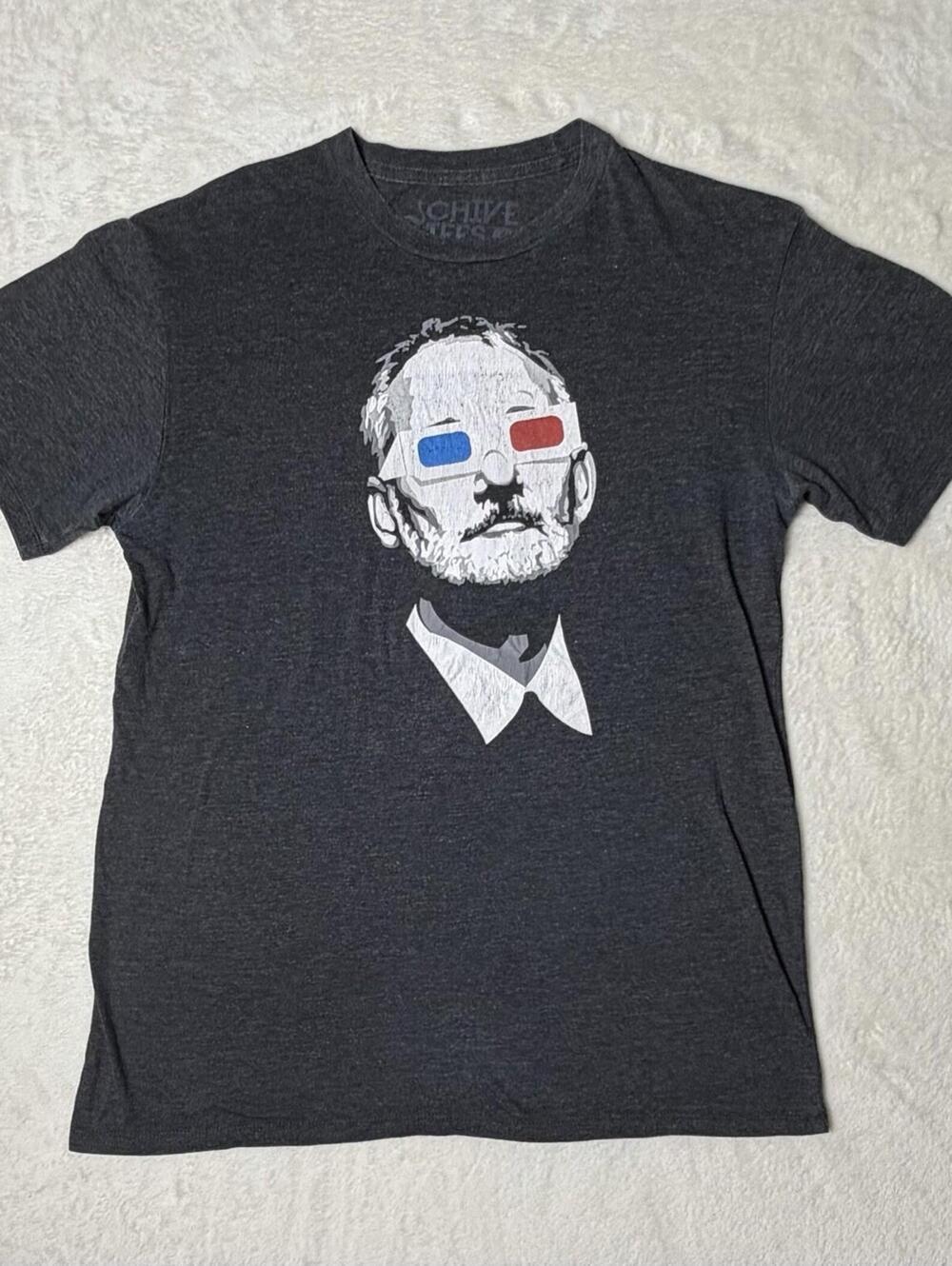 CHIVE Tees Bill Murray 3D Glasses Graphic T-Shirt Mens Medium Dark Gray Cotton